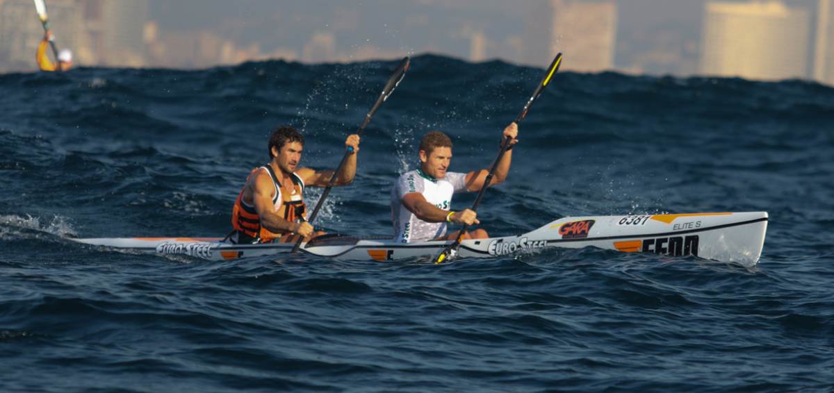 Hank McGregor and Andy Birkett are out to claim the Freedom Paddle title and with the SA Doubles Surfski Championship