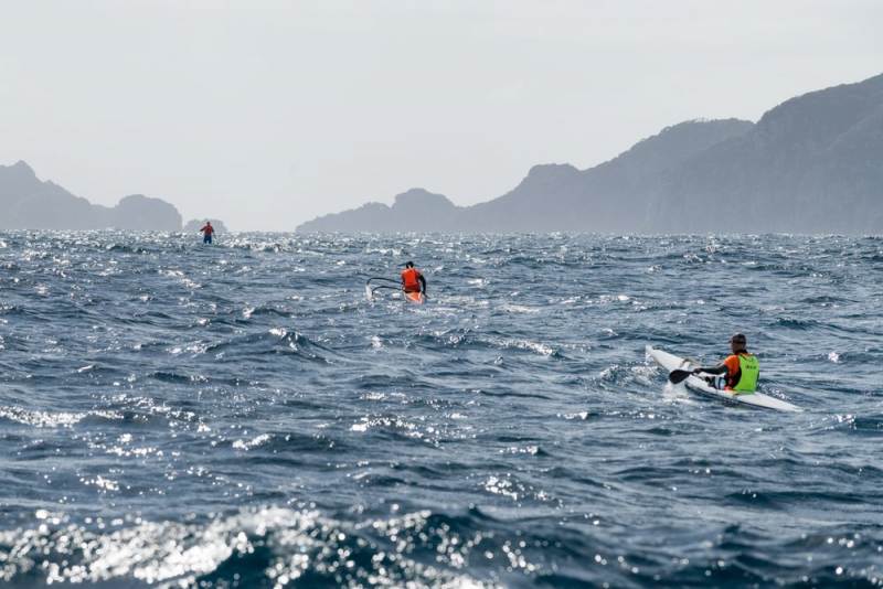 Paddlers approach the Poor Knights islands - in what has become one of New Zealand&#039;s iconic ocean races