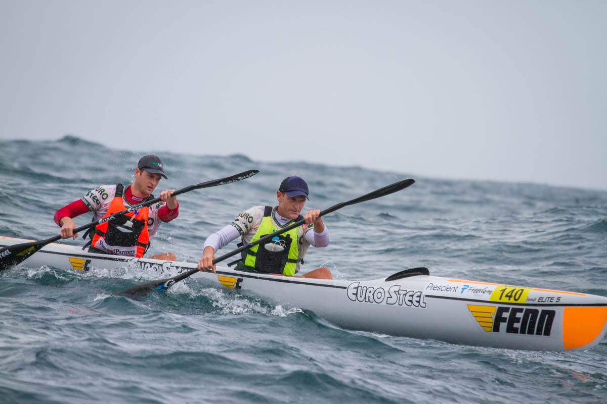 Hank McGregor and Joshua Fenn on their way to the 2023 Freedom Paddle title