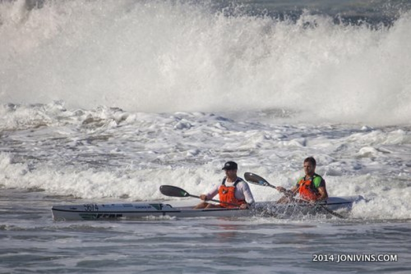 Dawid and Jasper Mocke, winning the 2014 SA Double  Surfski Championships