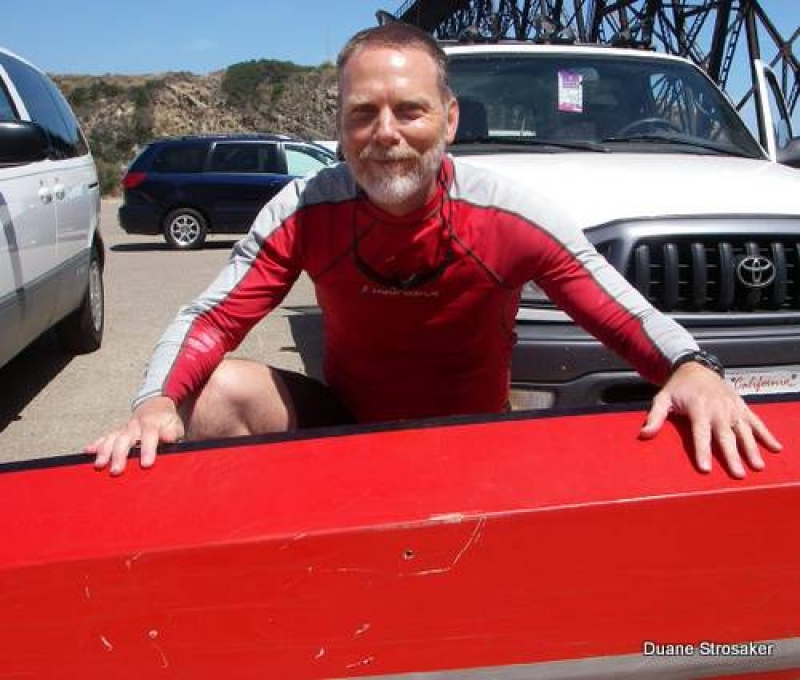 Duane Strosaker and his damaged kayak